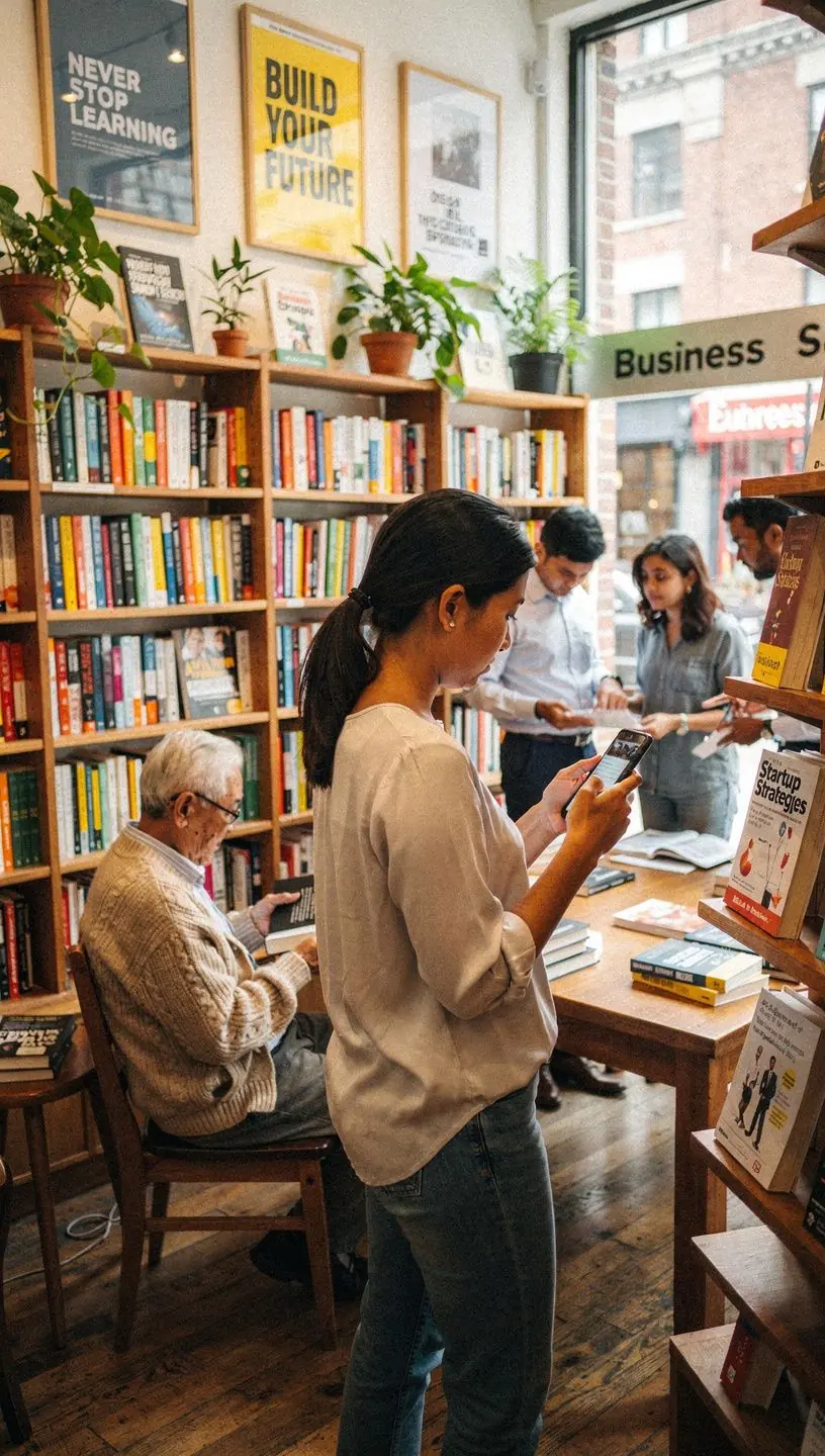 A workshop setting with participants taking notes while a speaker discusses business strategies.